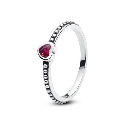 Original 925 Sterling Silver Ring Love Heart Pave CZ Crystal Stackable Rings For Women Wedding Engagement Birthday Gift Jewelry