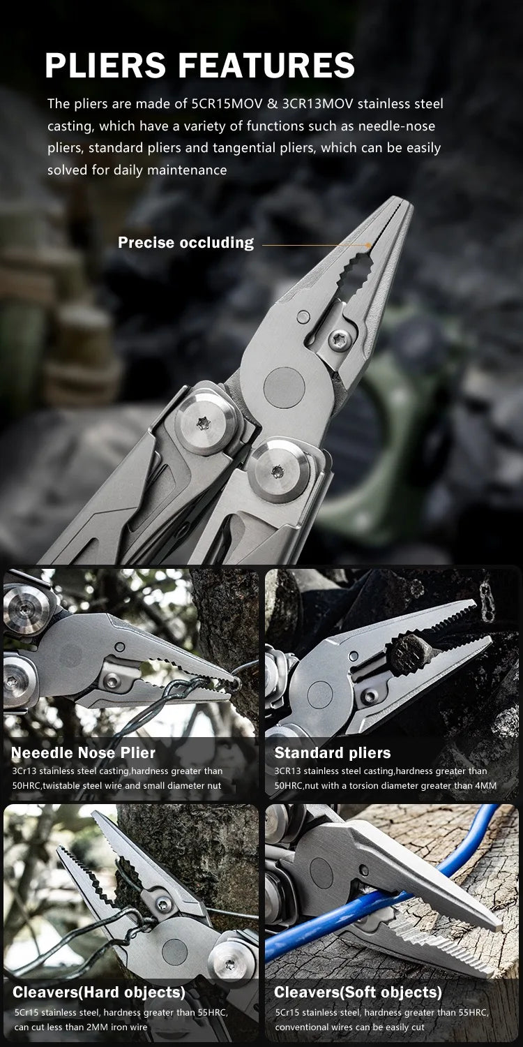 Outdoor Camping Multi Tools Folding Survival Gear Plier Knife Wire Stripper Outdoor Mini Portable Hand Tools Knife, Scissors