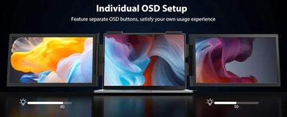 Laptop Screen Extender 14" 1080P Portable Triple Monitor with 270° Automatic Rotation for Wins Mac Dex XBOX Switch Steam Decks