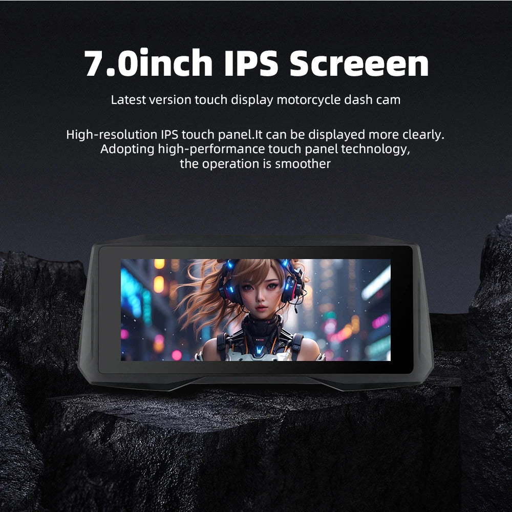EKIY 7 inch Wireless CarPlay Moto Android Auto Portable Digital Motorcycle Dashboard GPS Navigation Display Screen Monitor TPMS