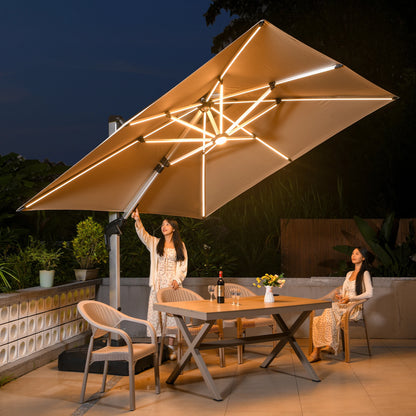 LED Roman Umbrella, Sunshade, Rainproof, UV Protection,Thickened Material, Aluminum Alloy Columns, Rotatable, Outdoor Umbrella