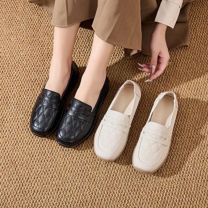 AIYUQI Women Genuine Leather Loafers Flat Slip‑on Comfort Mother Shoes Casual Ladies Moccasins Daily Walking Shoes Women