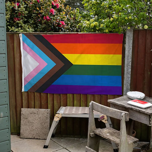 90x150cm Rainbow Flag LGBTQ+ Outdoor Pride Flag Colorful Hanging Flag Banner for Intersex Community Intersex Progress Bisexual