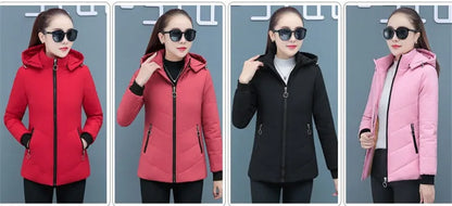 2025 New Women Add Velvet Cotton Jacket Female Winter Fleece Warm Hood Fashion Coat Ladies Down Padded Jackets M- 5XL Coat