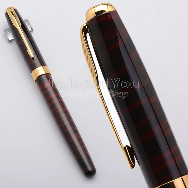 Baoer Red Green Black Blue Grain & Golden Roller Ball Pen BR020