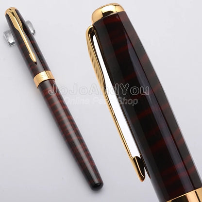Baoer Red Green Black Blue Grain & Golden Roller Ball Pen BR020