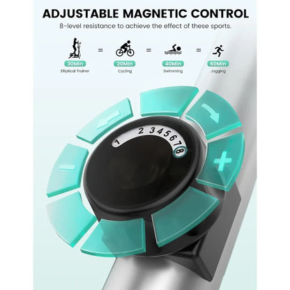 Elliptical Machine for Home Hyper-Quiet Elliptical Exercise Machine Compact Elliptical Trainer w/8 Levels Adjustable Resistance