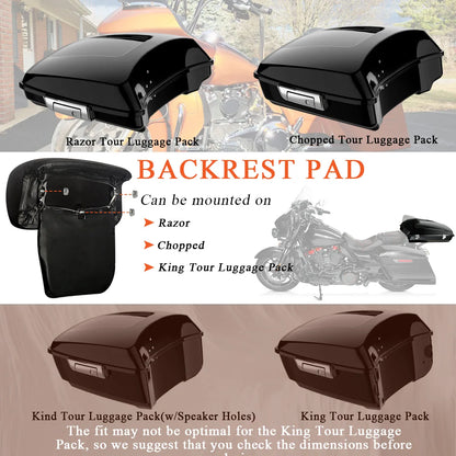 Tour Luggage Pack Backrest Pad Motorcycle Trunk For Harley Touring CVO Electra Street Glide FLHXS Road King FLHR Tri Glide 14-25