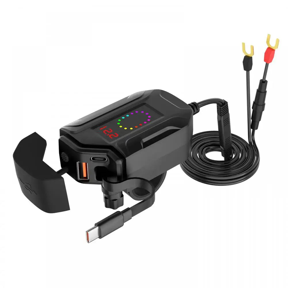 Motorcycle USB Charger 12V Power Supply Adapter with Voltmeter Handlebar USB Socket Charger Waterproof Motorcycle Accessories