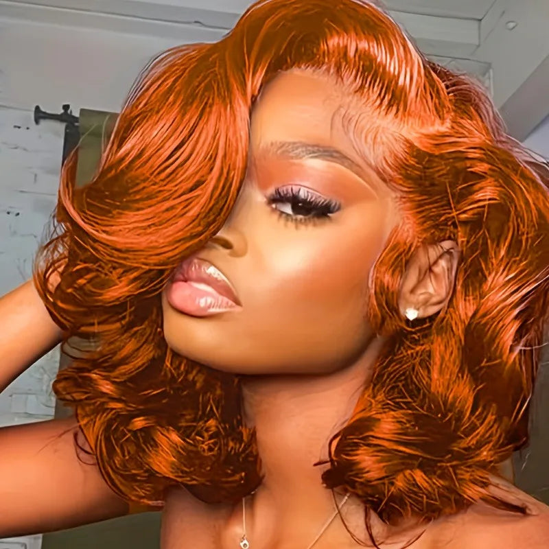 350 Ginger Orange Human Hair Wig Body Wave Pre Plucked With Baby Hair Lace Front Wigs 13x4 Ear To Ear Lace Body Wave Lace Wigs 1
