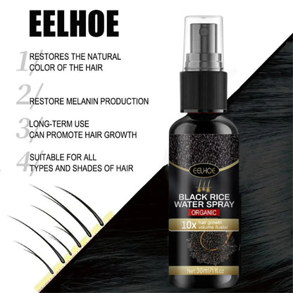 Gray White Hair Treatment Serum White To Black Repair Natural Color Black Rice Nourish Spray Anti Loss Hair High Quality Product