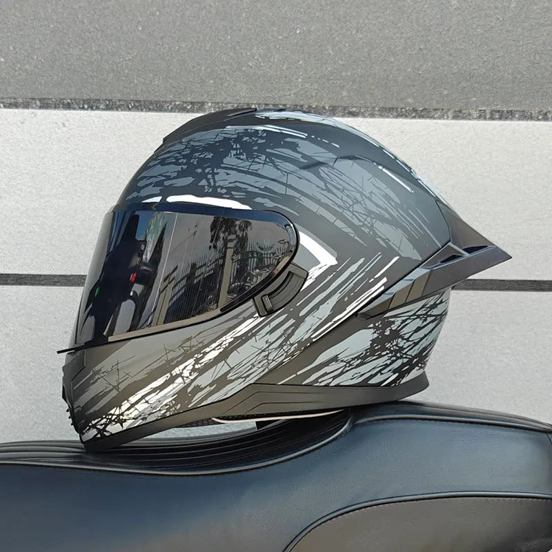 Motorcycle helmet, men's and women's dual lens full face helmet, motorcycle sports car, all season full face helmet