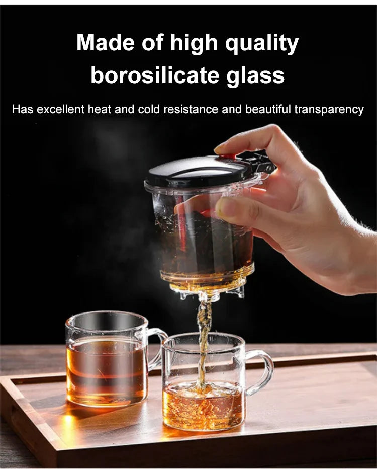 【Household Tea Infuser Kettle】Heat-Resistant Glass Tea Pot with Separator - for Loose Leaf Tea, Herbal Tea & Flower Tea
