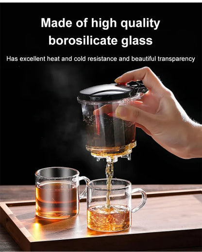 【Household Tea Infuser Kettle】Heat-Resistant Glass Tea Pot with Separator - for Loose Leaf Tea, Herbal Tea & Flower Tea