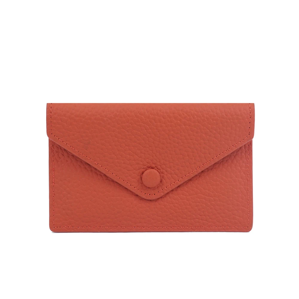 Customized letters, genuine cowhide leather, women's ultra-thin card wallet, women's short envelope, women's wallet