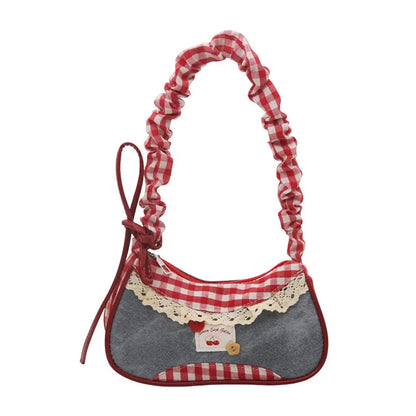 Fashion Grid Mini Handbags Adjustable Shoulder strap Korean Hand-held Commuting bag Single-shoulder Crossbody bag Underarm pouch