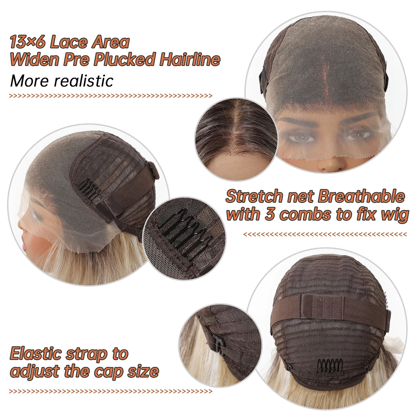 EASIHAIR Long Wavy HD Lace Front Synthetic Wigs for Women Natural Wave Blonde Wigs With Dark Roots 13*6 Lace Wigs Heat Resistant