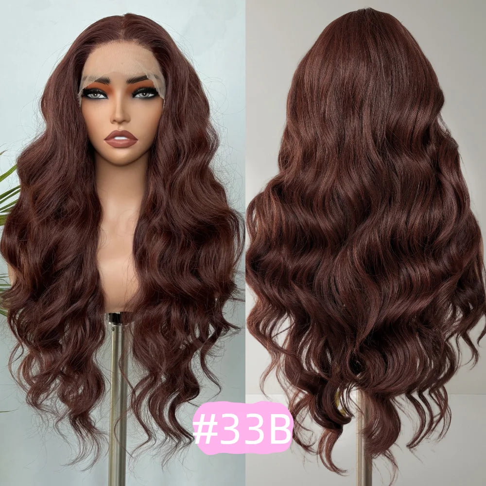 X-TRESS Synthetic Lace Front Hair Wigs for Women 32inch Long Loose Wave Black Color 13X6 Lace Frontal Wig with Natural Baby Hair