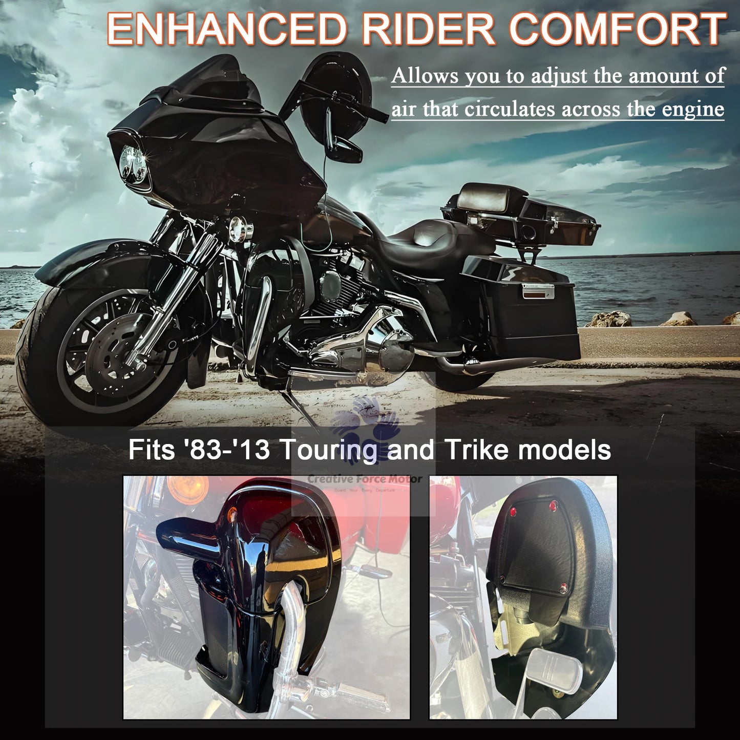 1993-2013 ABS Lower Vented Leg Fairings Motorcycle Vivid Black Warmers Glove Box For Harley Touring Electra Glide Road King FLTR
