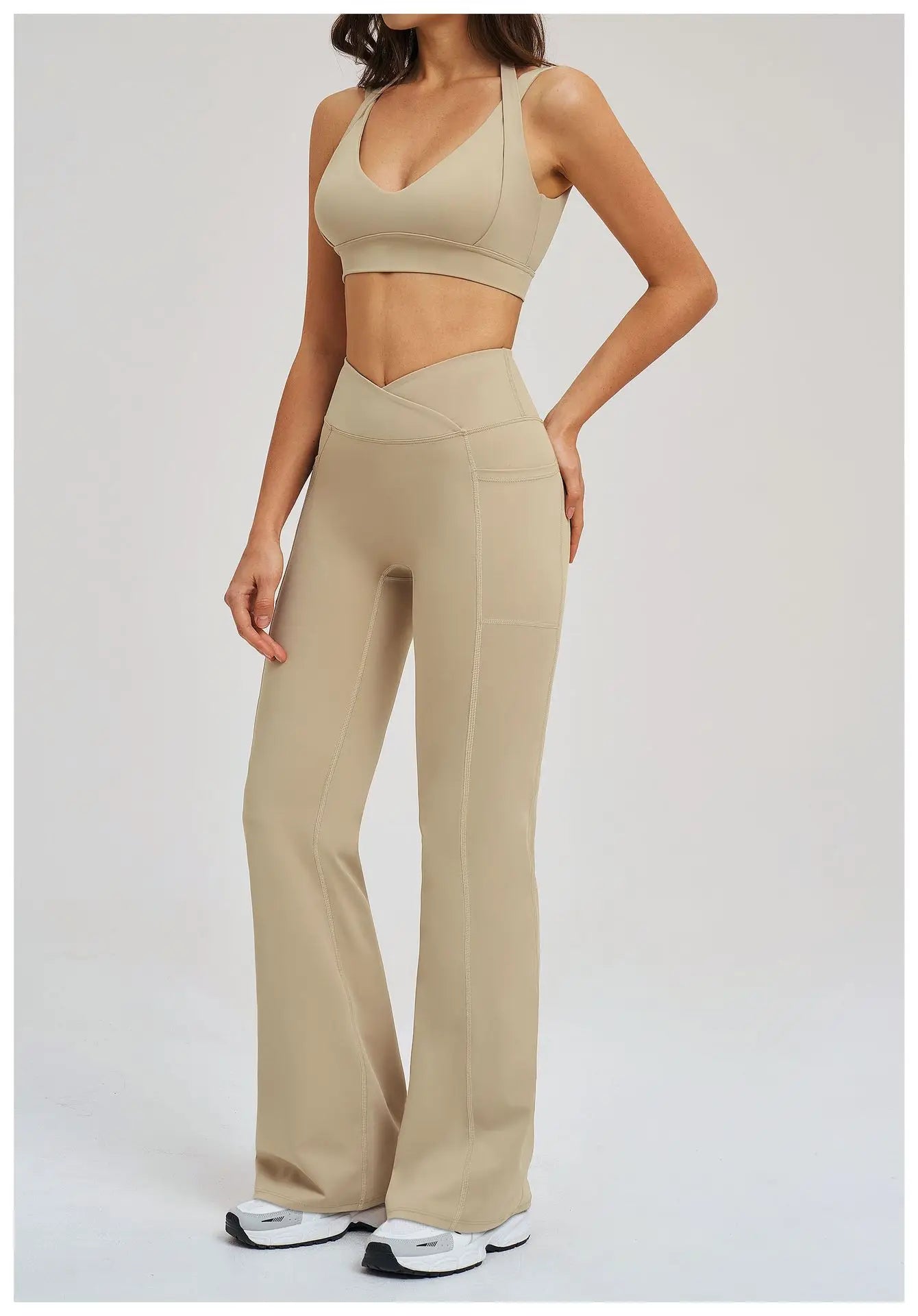 2 Piece Yoga Clothes Women's Sexy Wear Sexy Sport Bra High Waist Flared Pant Fitness Suit Gym Workout Jogging Sports Yoga Set