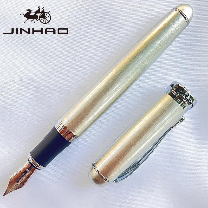 1 PCS Jinhao X750 Fountain Pen Set Medium Nib With Ink Converter Silver Trim Fancy gift calligraphy writing pen