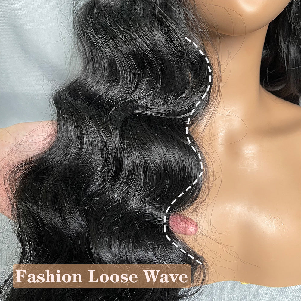 X-TRESS Synthetic Lace Front Hair Wigs for Women 32inch Long Loose Wave Black Color 13X6 Lace Frontal Wig with Natural Baby Hair