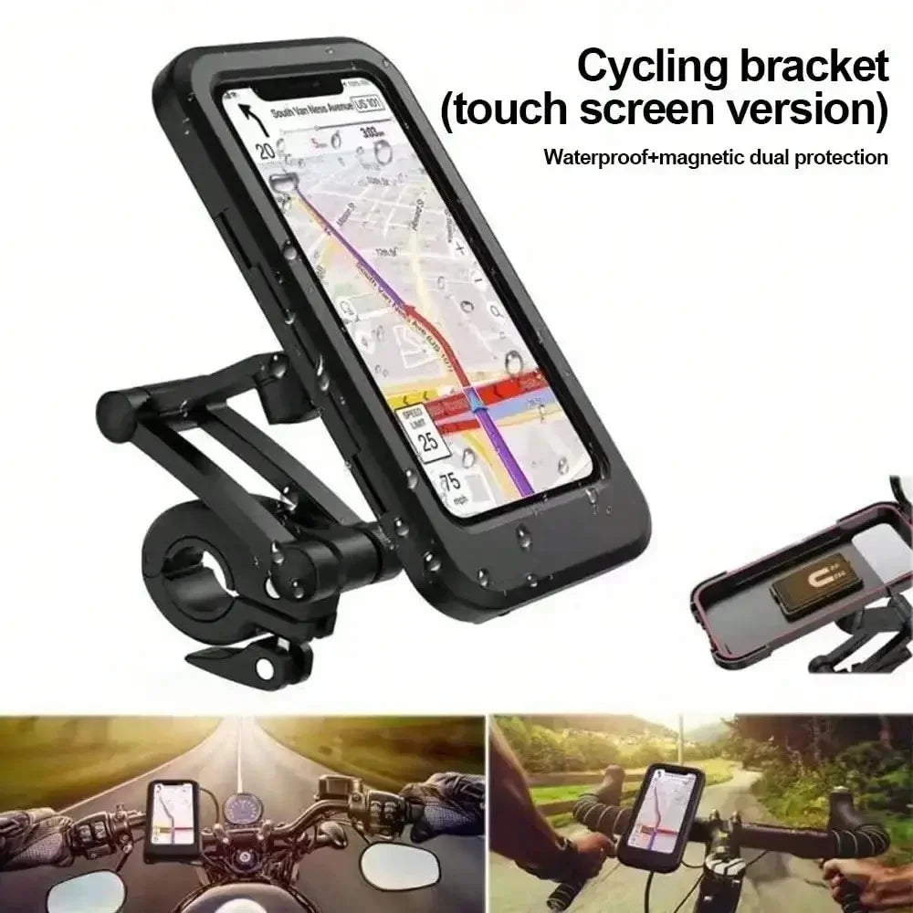 Universal Waterproof Bicycle Phone Holder Motorcycle Mount 360 Swivel Adjustable Magnetic Stand For Mobile Phone GPS Navigation
