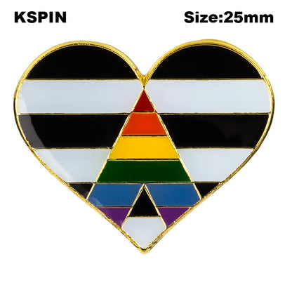 10pcs a lot Rainbow Pride Heart Shaped  Badge Symbol Pin Metal Badges Decorative Brooch Pins for Clothes Brooch Jewelry
