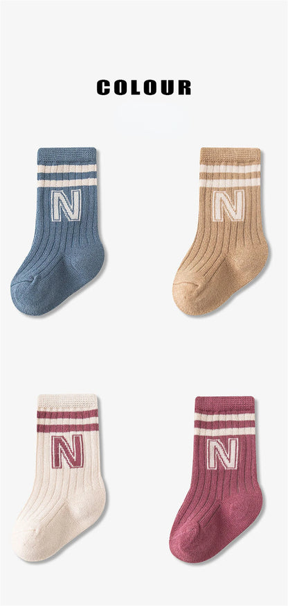 3Pair/Lot Baby Socks Knit Soft Letter Socks Baby Middle Tube Stockings Long Socks for Infant Toddler Boys Baby Girl Accessories