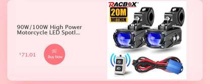 Motorcycle LED Spot Driving Light Dual Color Headlight Auxiliary Spotlight Lamp ATV Scooter Moto Fog Light for Honda Kawasaki