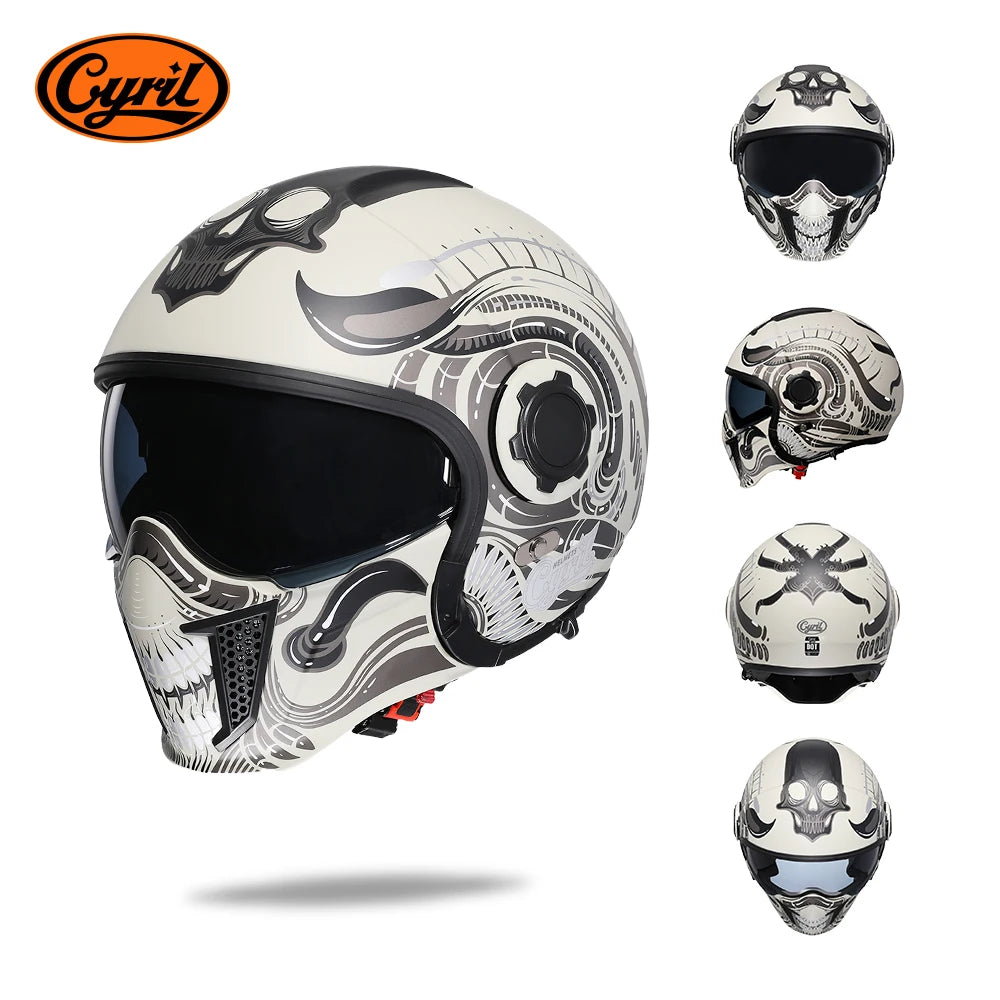 Full Face Open Face Motorcycle Helmet Double Lens Folding Modular Helmet Man Woman Retro Moto Integral Helmet