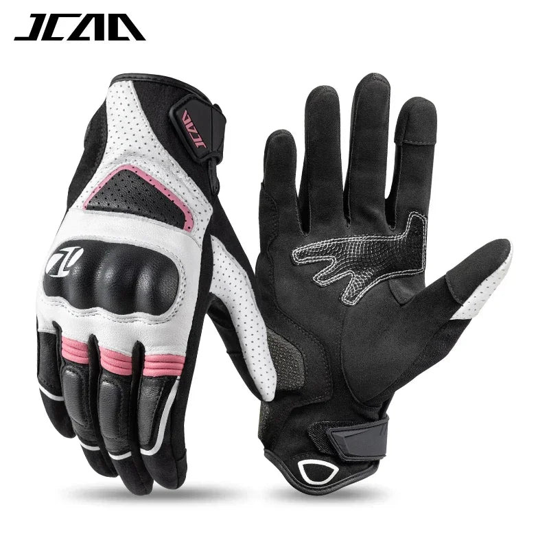 Unisex Goatskin Leather Riding Sports Biker Motorcycle Gloves Knuckle Mitten Men's Motocross Glove motogp Accessories for Summer