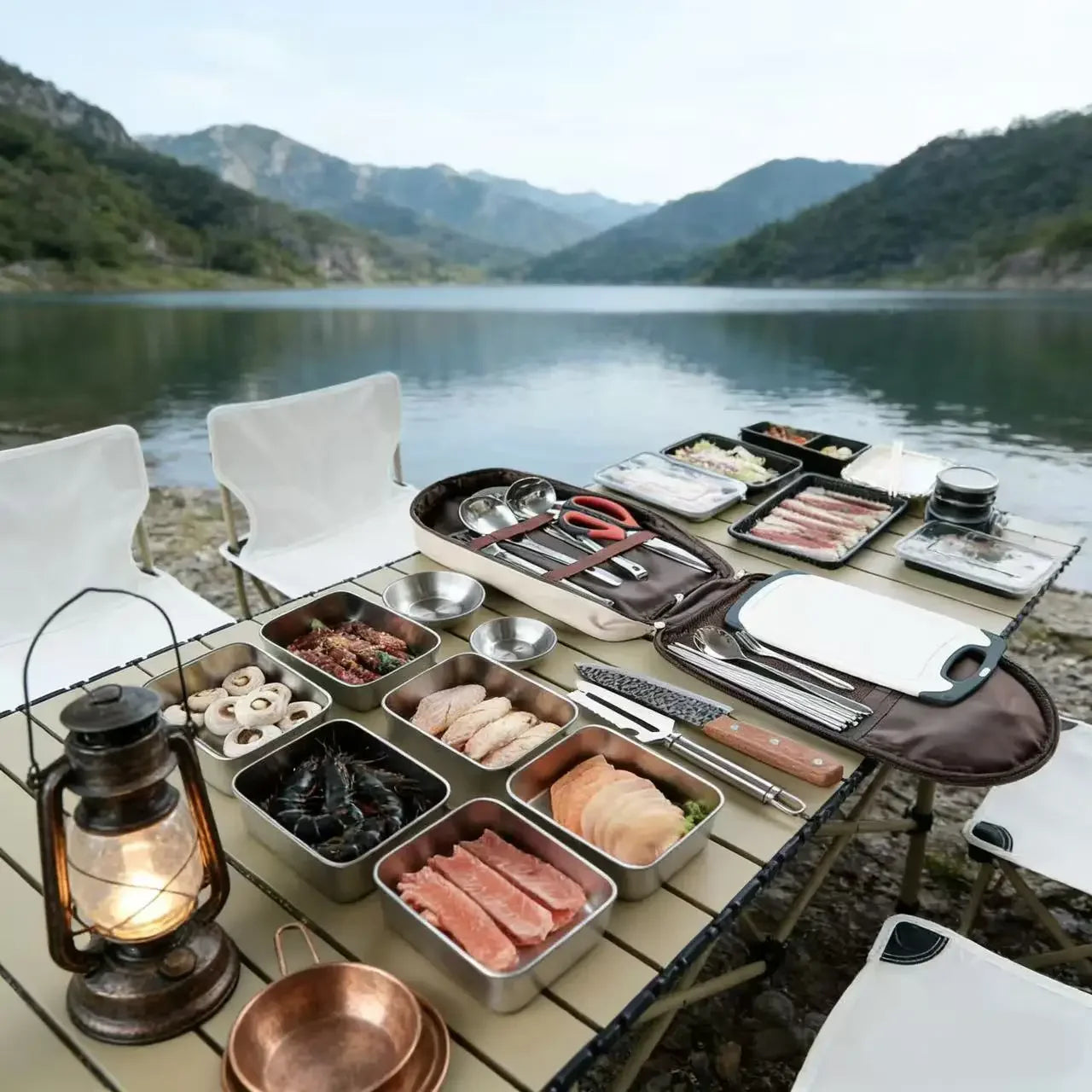 Outdoor Camping BBQ Cooking Gear Backpack Set - All-in-One Portable Kitchen with Great Looks And Practical Design