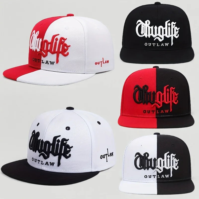 1pc Thug Life Embroidered Fashion Snapback Cap, Outdoor Sports Baseball Cap For Men And Women