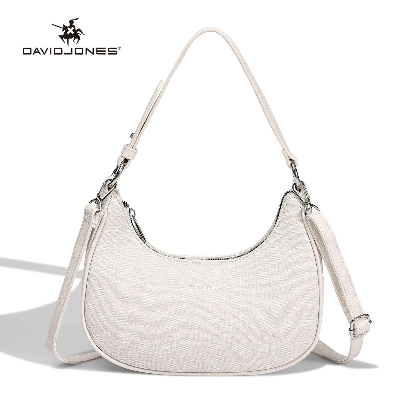 David Jones Multifunctional Women's Leather Underarm Bag Autumn Summer Trendy Crescent Bag Fashion Luxury Vintage Shoulder Bag