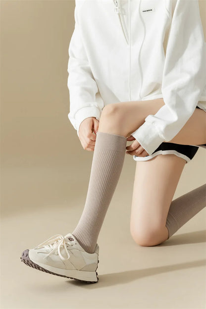 New Women Knee High Toe Socks Soft Lady Girls Breathable Comfortable Solid Color Cute Long Sock For Women