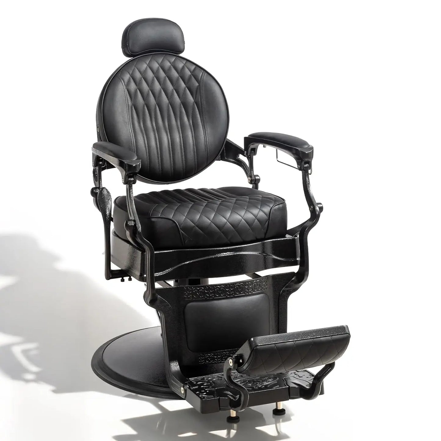 Retro Barber Chair Aluminum Frame Adjustable Headrest Footrest Hydraulic Reclining Salon Spa Shampoo, Customized