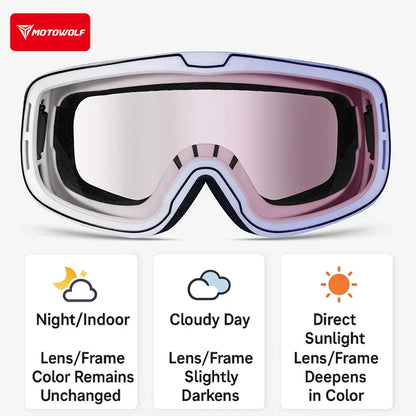 Motowolf Motocross Goggles Photochromic Windproof UV Protection Riding Glasses Men Women Outdoor Motorcycle Dustproof Eyewear
