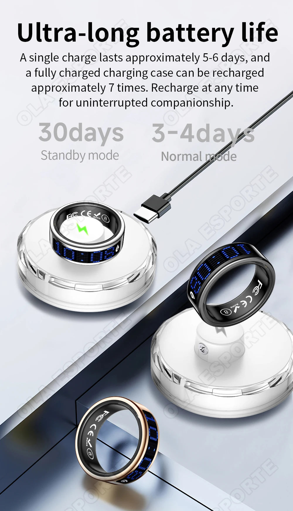 Display Screen Smart Ring Bluetooth Connection Heart Rate Sleep Monitoring Multi-function Ring Multiple Sports Modes Waterproof