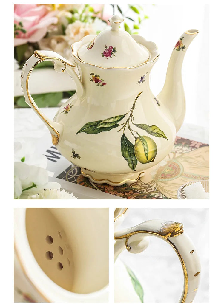 Vintage Lemon Teapot Coffee Cup and Saucer Set Beautiful Coffee Mug Modern Set Tania Bulhoes Luxury Design Cup