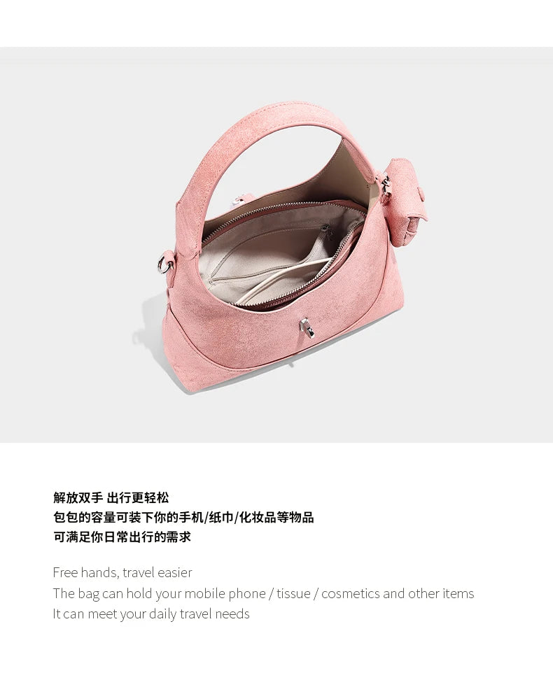 2026 New Pures Color Handbag with Long Shoulder Strap Messenger Bag Women's Designer Handbag Underarm Small Tote Bag