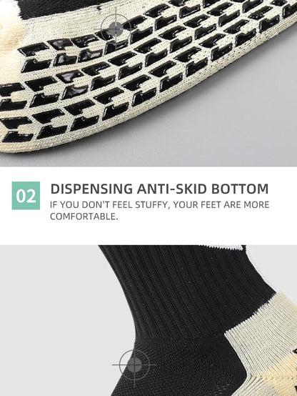 Anti Non Slip Football Socks Cut Black Long Length Adhesive Towel High Leg Grip Soccer Stockings Sports for Men and Children