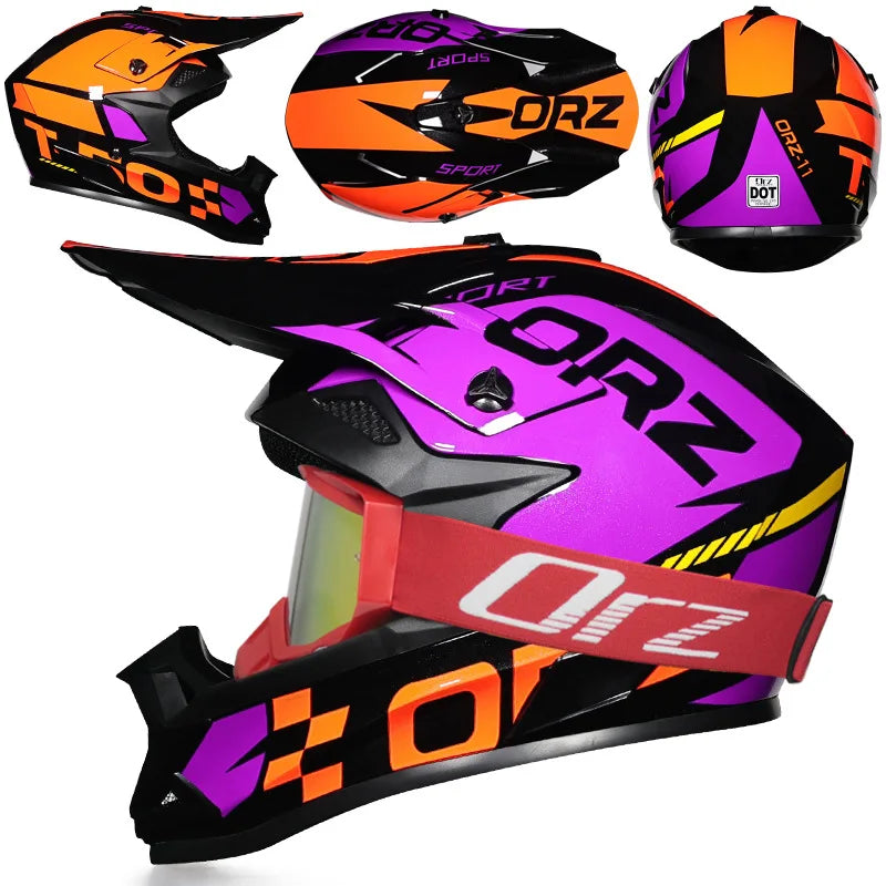 DOT Approved Off Road Helmet with Goggles Motocross Helmet Dirt Bike ATV Motorcycle Helmet Moped Dirtbike Racing Dirtbike Helmet