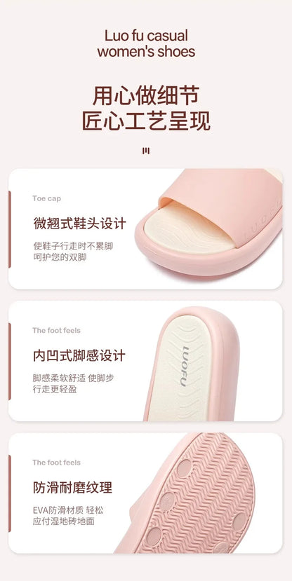 LUOFU Ladies Slippers Anti-Slip Soft Sole Fashionable Thick Bottom Women's Slip-On Shoes Comfortable Home Footwear
