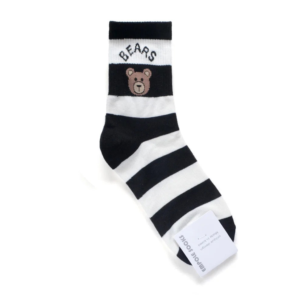 New Good Quality Cartoon Elegant Lady Bear Women's Cute Socks Cotton Harajuku Style Woman Novelty Breathable Sox Christmas Gifts