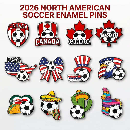 Sports Decoration Brooch Compact 2026  Souvenir Soccer Commemorative Brooch Delicate North America Football Pin