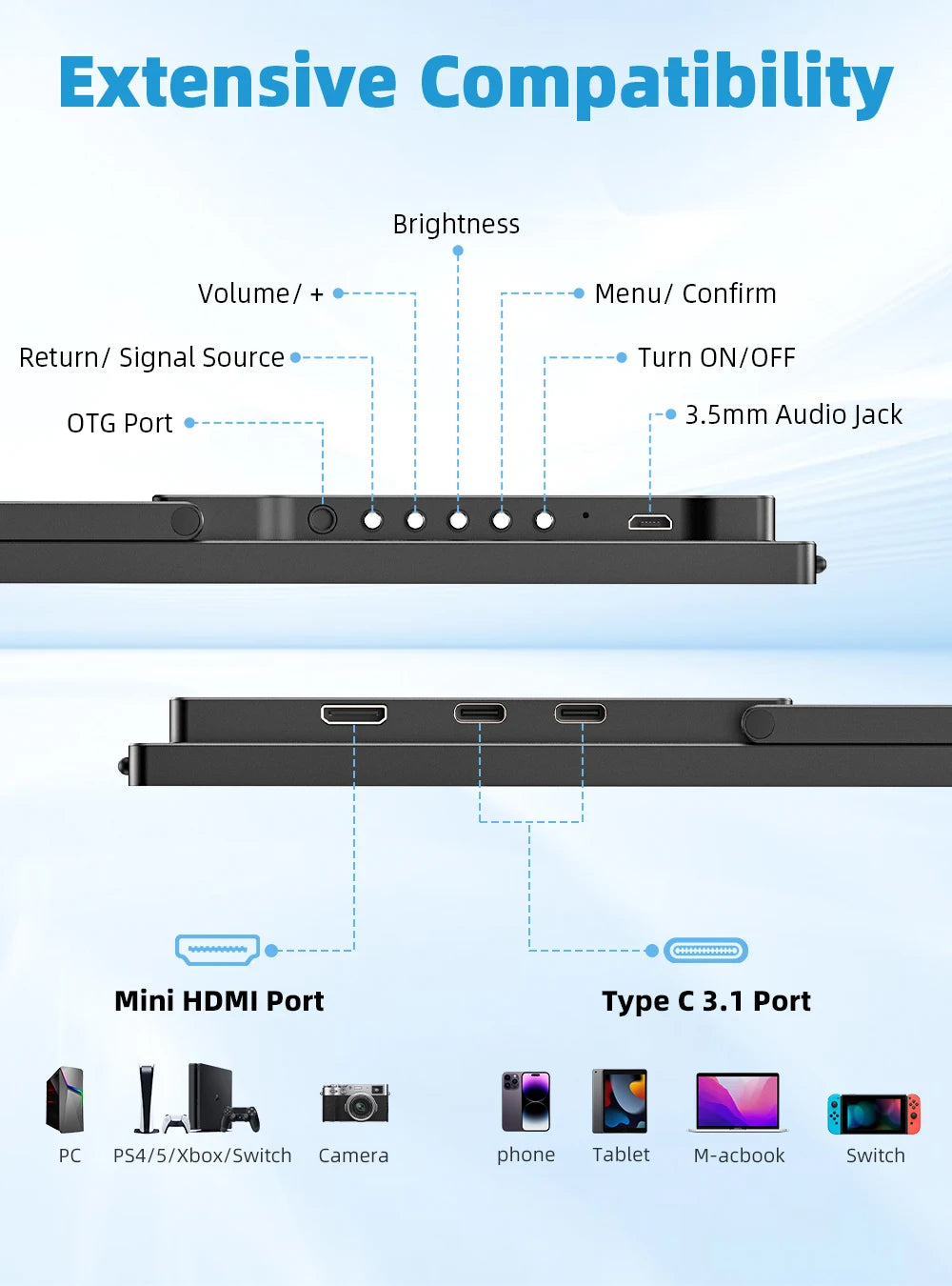 UPERFECT QLED 18.4 Portable Monitors Gaming Displays 4K 60Hz USB C HDMI For PS5/4 Switch Laptop PC Mac Xbox Second Extend Screen