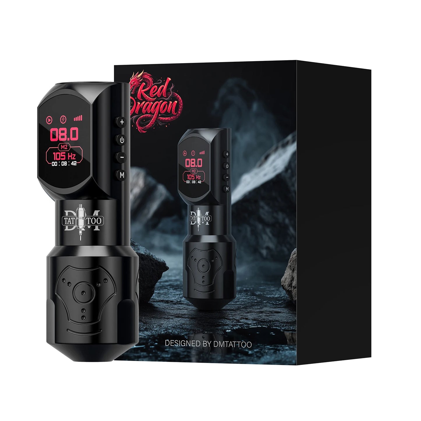 DM New Red-Dragon Wireless Tattoo Machine LED LargeScreen Customized Motor Wireless Tattoo Power Tattoo Gun For Permanent Makeup
