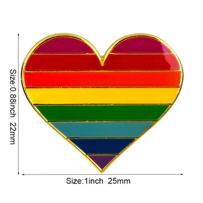 10pcs a lot Rainbow Pride Heart Shaped  Badge Symbol Pin Metal Badges Decorative Brooch Pins for Clothes Brooch Jewelry
