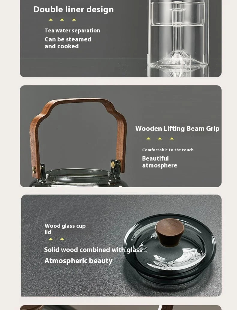 GIANXI Chinese Kung Fu Tea Set Glass Boiling Teapot Tea Water Separation High Temperature Tea Special Samovar Teapot Health Pot